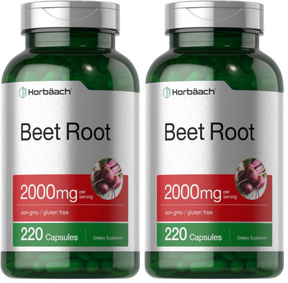 Horbäach Beet Root Powder Capsules – 220 Pills, Gluten Free, Non-GMO