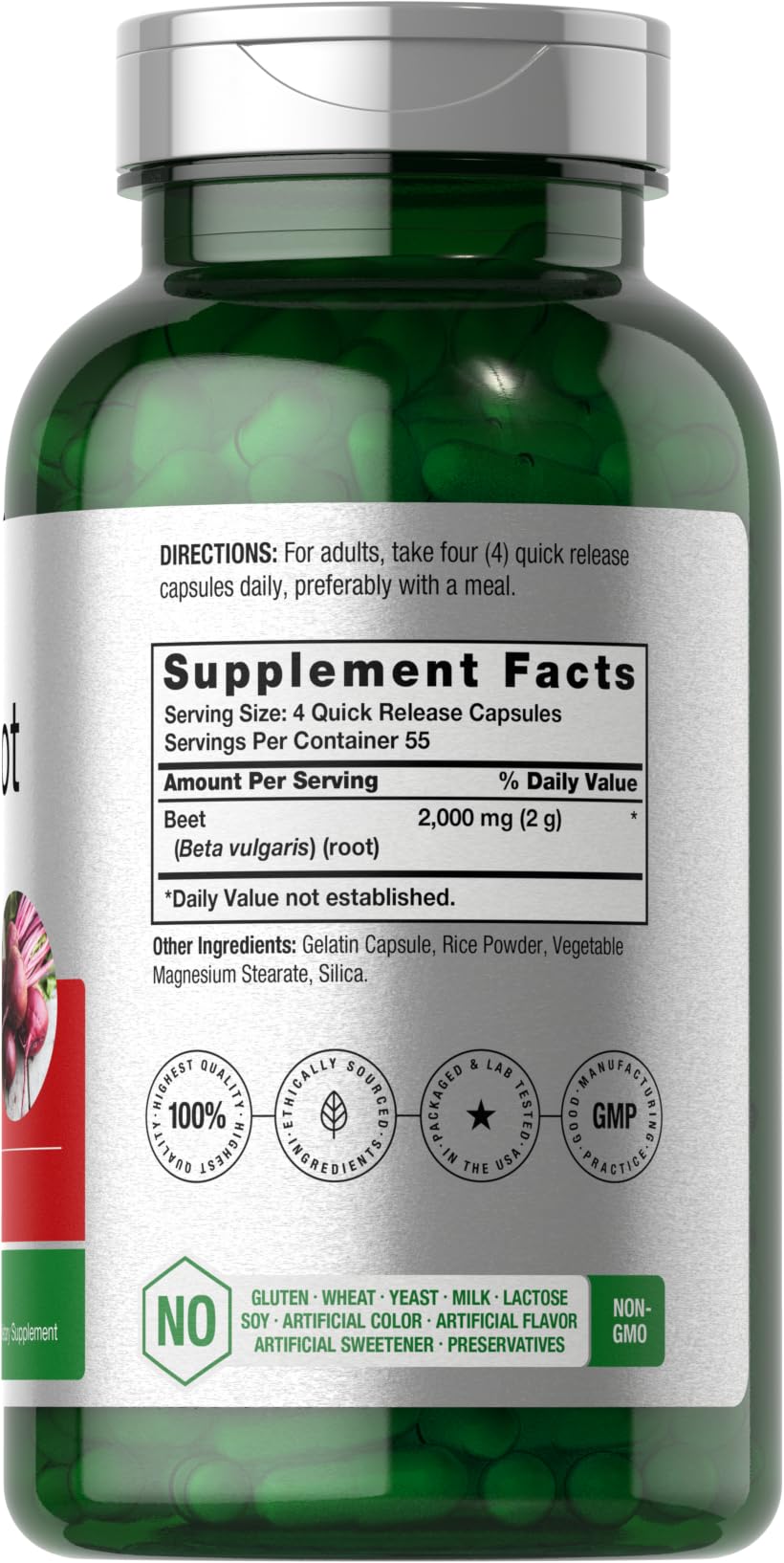Horbäach Beet Root Powder Capsules – 220 Pills, Gluten Free, Non-GMO