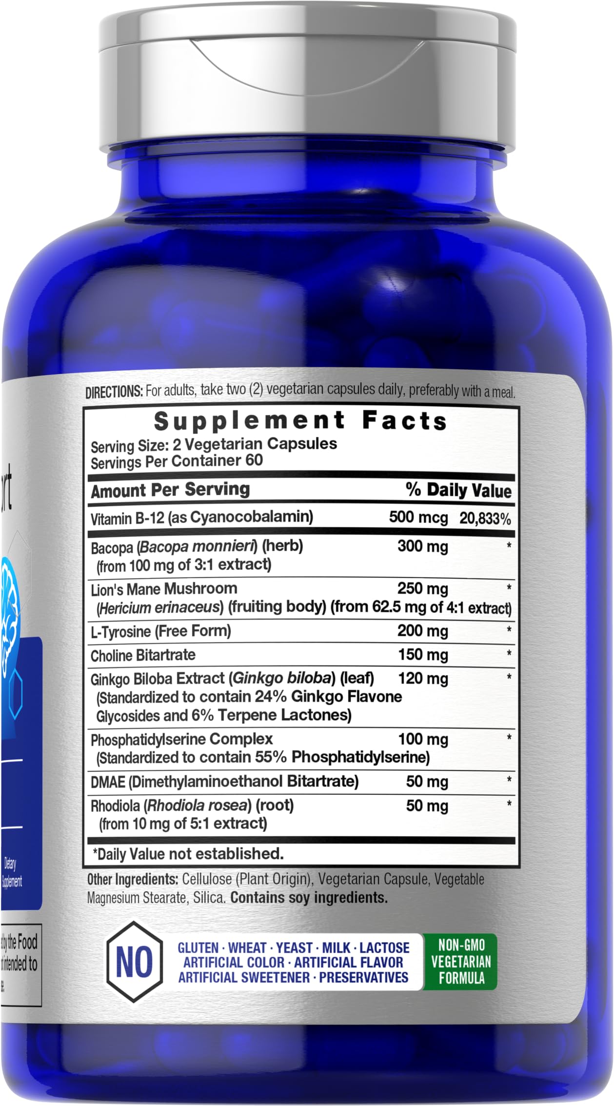 Horbäach Brain Supplement - 120 Capsules | Phosphatidylserine & DMAE
