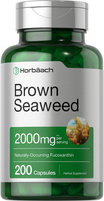 Horbäach Brown Seaweed Extract Capsules 2000mg – 200 Pills | Fucoxanthin, Non-GMO, Gluten Free