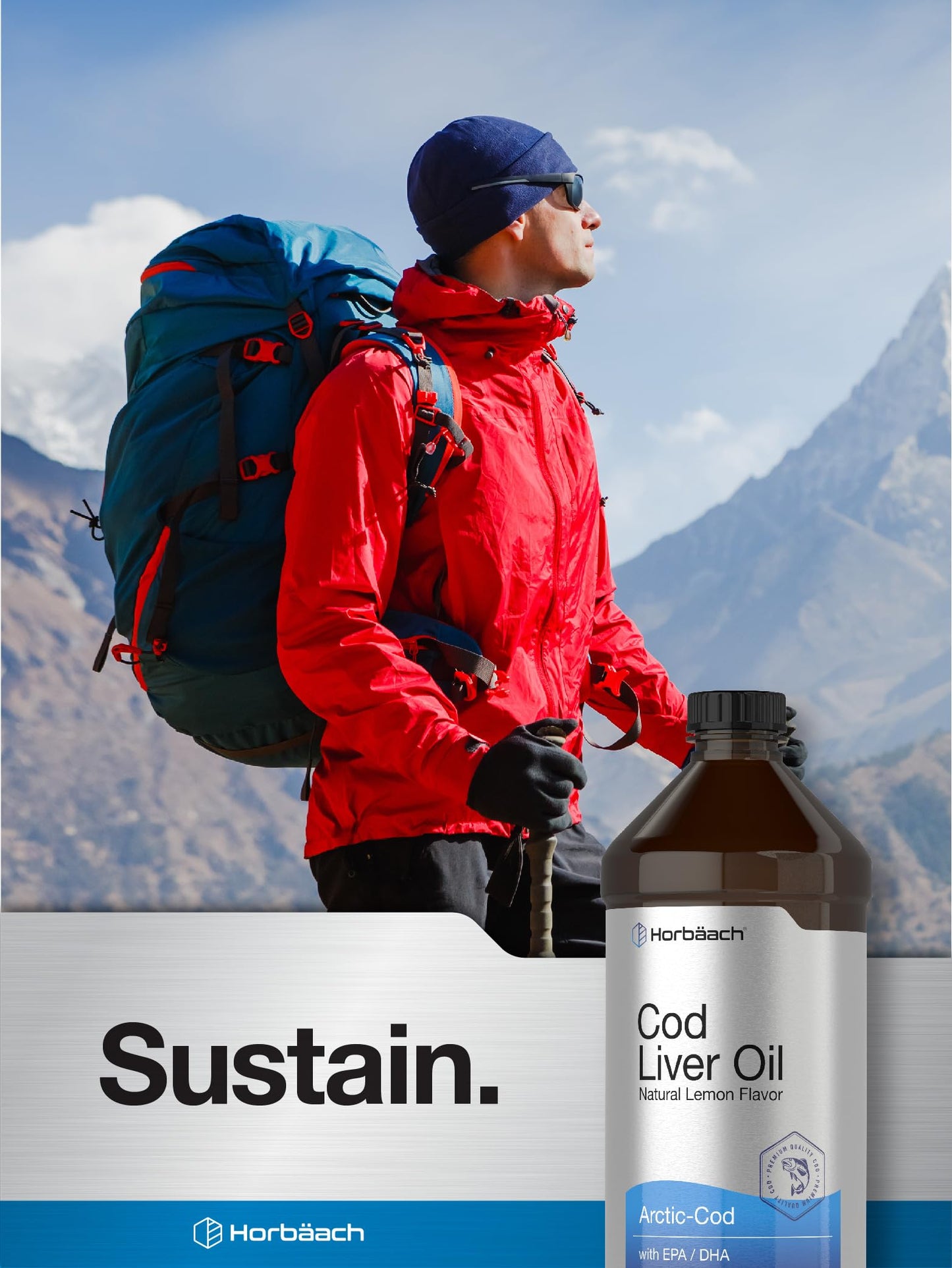 Horbäach Arctic Cod Liver Oil with EPA/DHA - 2 x 16 oz Lemon