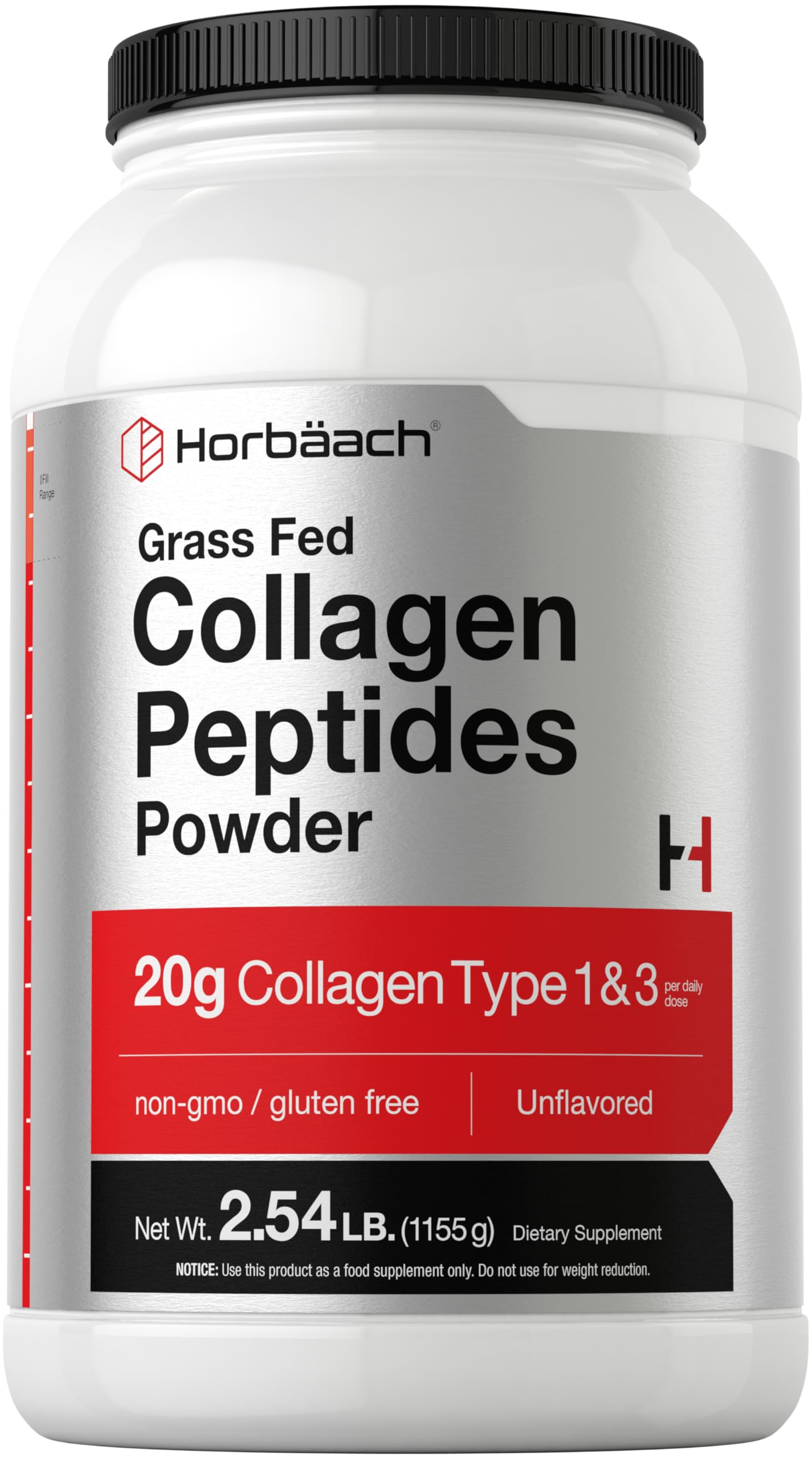 Horbaach Collagen Peptides Powder 40 oz – Unflavored, Grass-Fed Type I & III