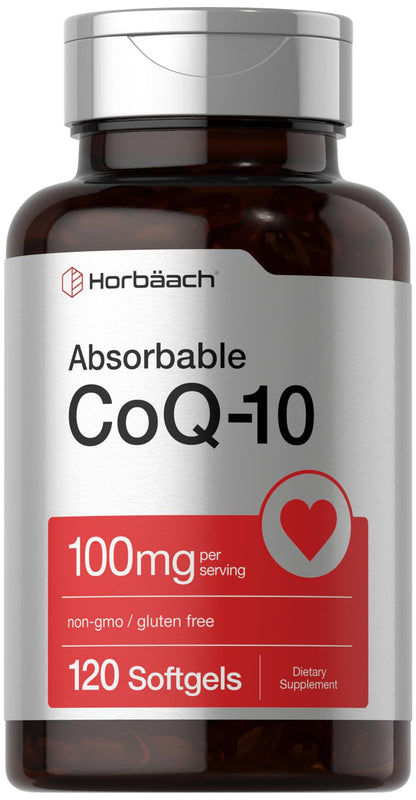 Horbäach CoQ10 100mg Softgels – 120 Count – Non-GMO & Gluten Free
