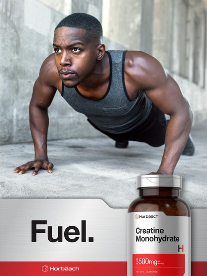Horbäach Creatine Monohydrate Capsules - 3500mg, 300 Count | Non-GMO & Gluten Free