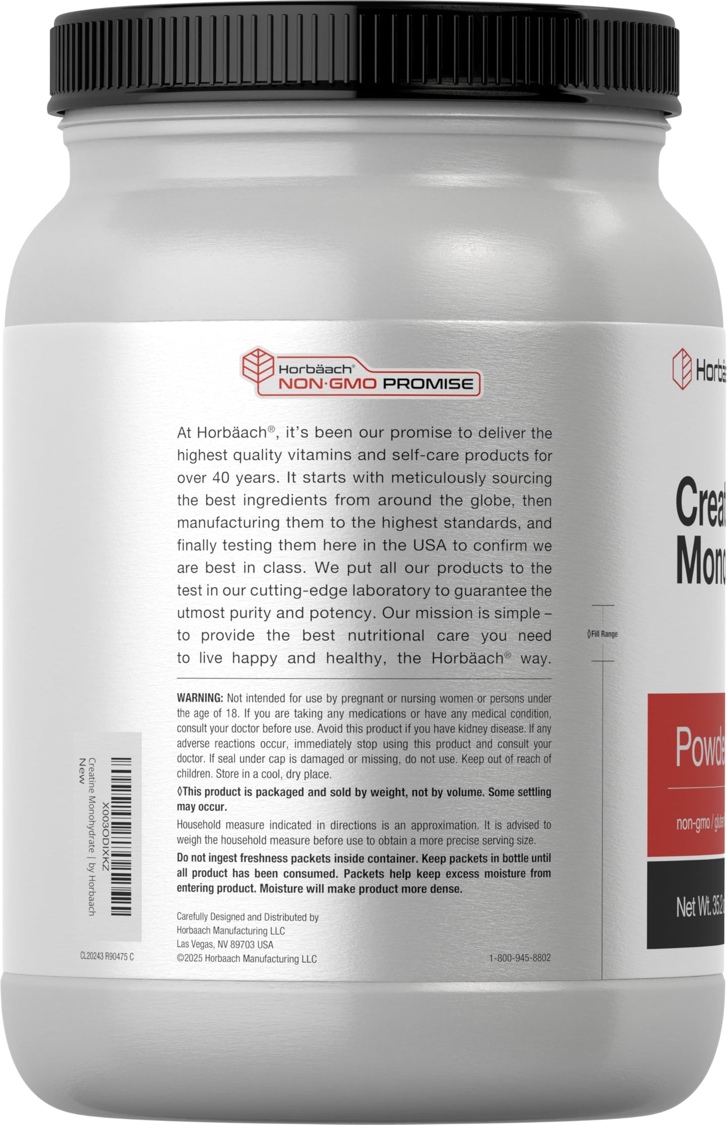 Horbäach Creatine Monohydrate Powder – 2.2 lb, Unflavored