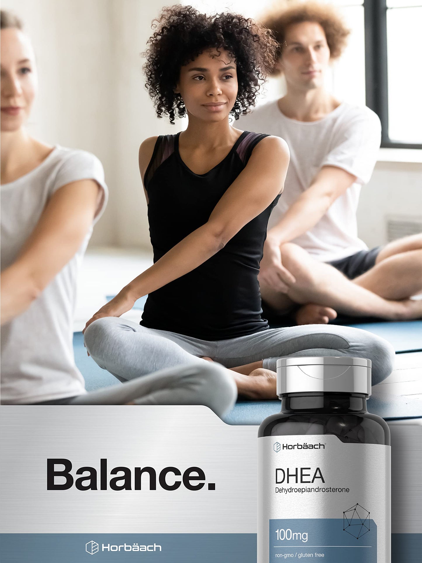 Horbäach DHEA 100mg | 200 Capsules – Non-GMO, Gluten Free | For Men & Women