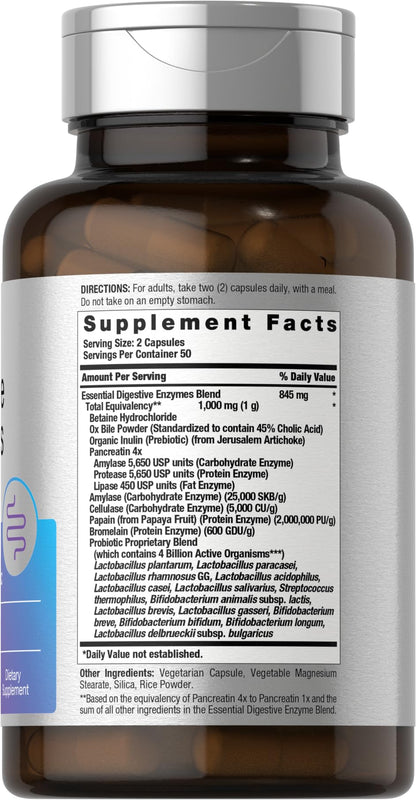 Horbäach Essential Digestive Enzymes – 100 Capsules | Non-GMO & Gluten Free