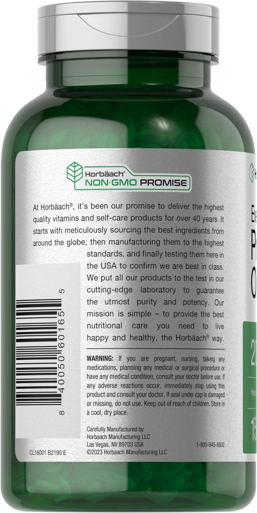 Horbäach Evening Primrose Oil Softgels 2000 mg – 150 ct | Non-GMO, Gluten Free