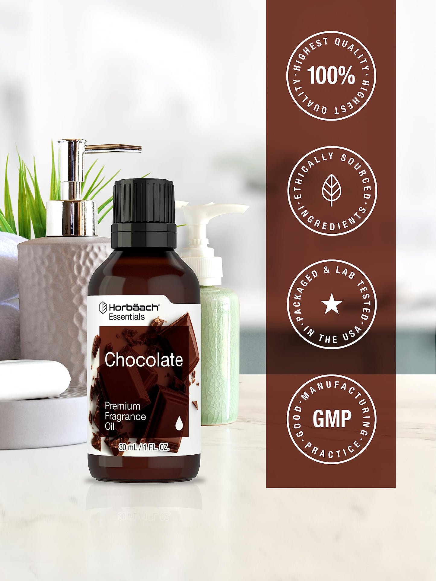 Horbäach Chocolate Fragrance Oil - 1 fl oz (30 ml) for Diffusers, Candles & Soaps | Premium Grade