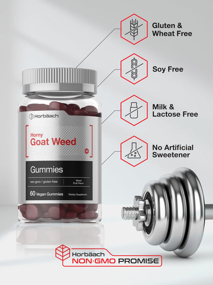 Horbaach Horny Goat Weed Gummies for Men & Women – 60 Count Mixed Fruit