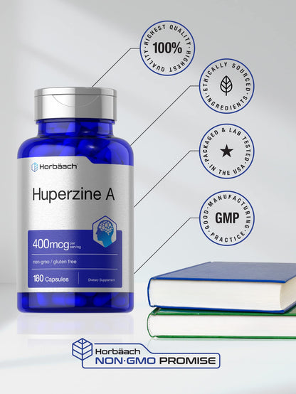 Horbäach Huperzine A 400mcg | 180 Capsules | Non-GMO, Gluten Free Supplement
