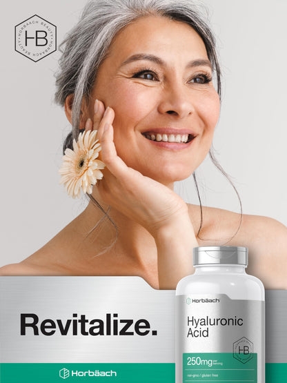 Horbäach Hyaluronic Acid Capsules 250 mg – 240 Count | Non-GMO, Gluten Free