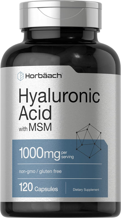 Horbäach Hyaluronic Acid with MSM – 1000 mg, 120 Capsules | Non-GMO & Gluten Free