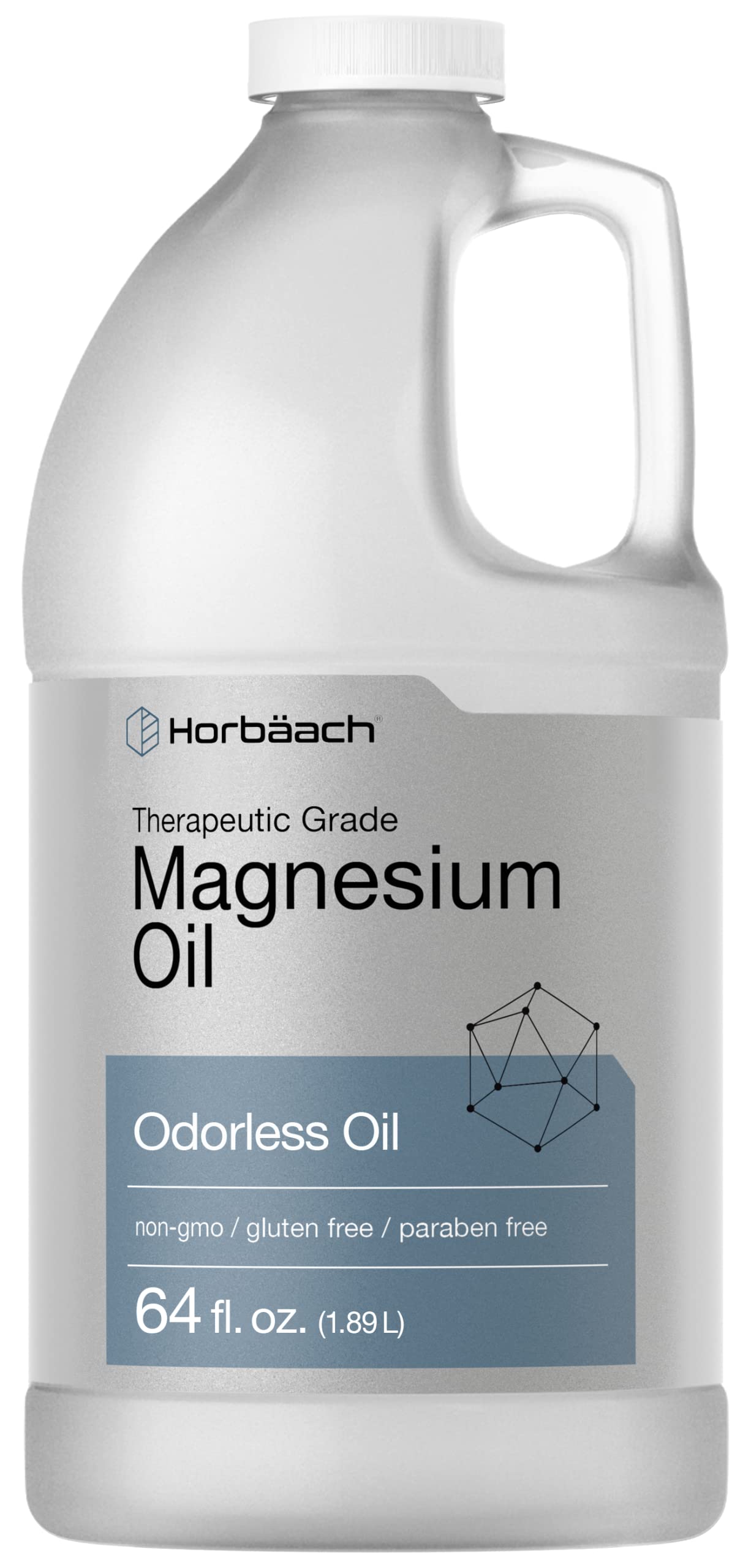 Horbäach Magnesium Oil 64 fl. oz – Therapeutic Grade, Odorless, Vegetarian, Non-GMO, Gluten Free & Paraben Free