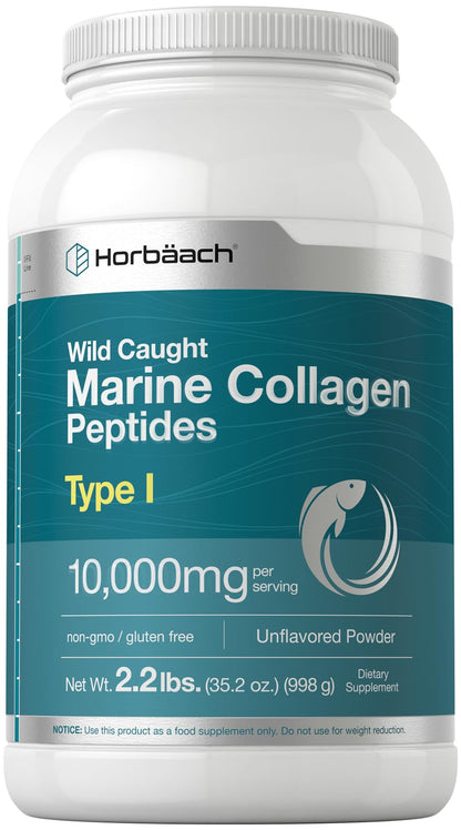 Horbäach Marine Collagen Powder 2.2 lbs – Unflavored, Hydrolyzed Peptides, Keto & Paleo