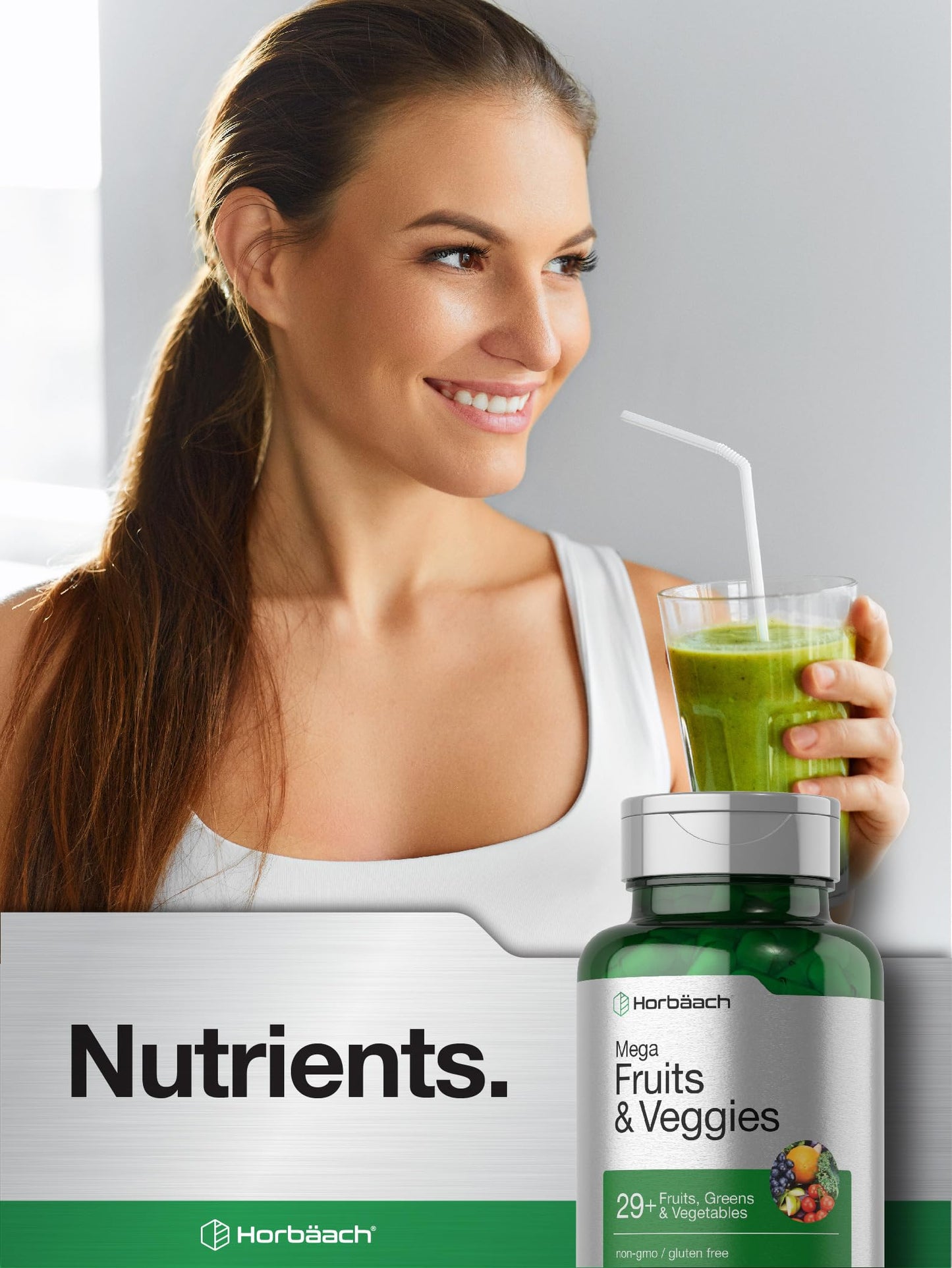 Horbäach Mega Fruits & Veggies Supplement | 100 Capsules | Vegetarian, Non-GMO, Gluten Free