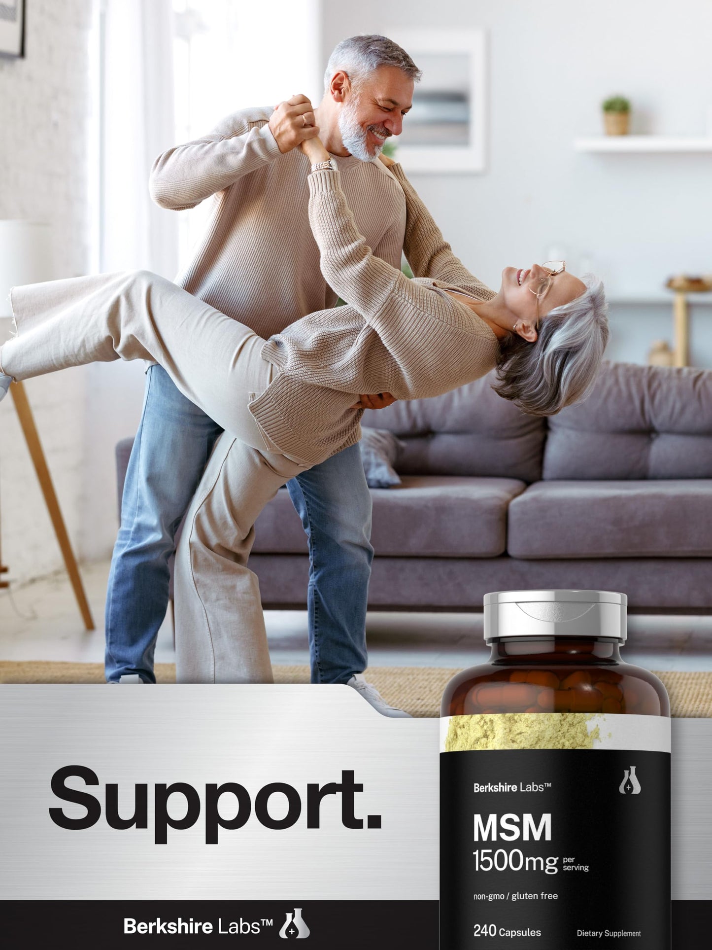 Horbäach MSM Capsules 1500mg – 240 Count | Non-GMO, Gluten Free | Berkshire Labs