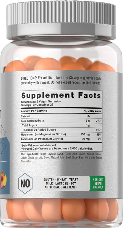 Horbäach Potassium Magnesium Gummies – Peach Strawberry | 70 Count | Vegan, Non-GMO, Gluten Free