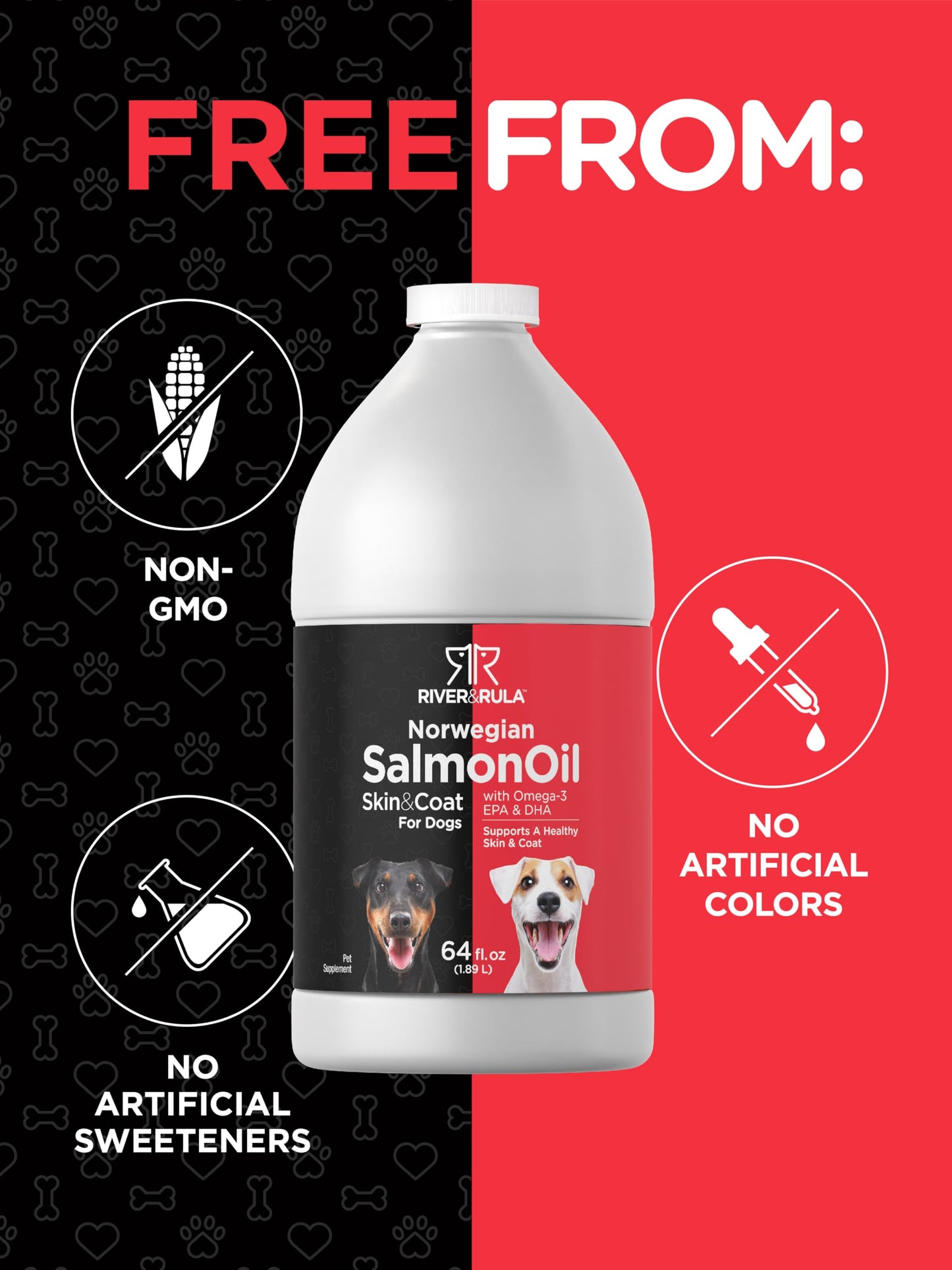 Horbaach Norwegian Salmon Oil for Dogs (64oz) - Supports Healthy Skin & Coat - Omega-3 EPA & DHA - Non-GMO, Gluten Free