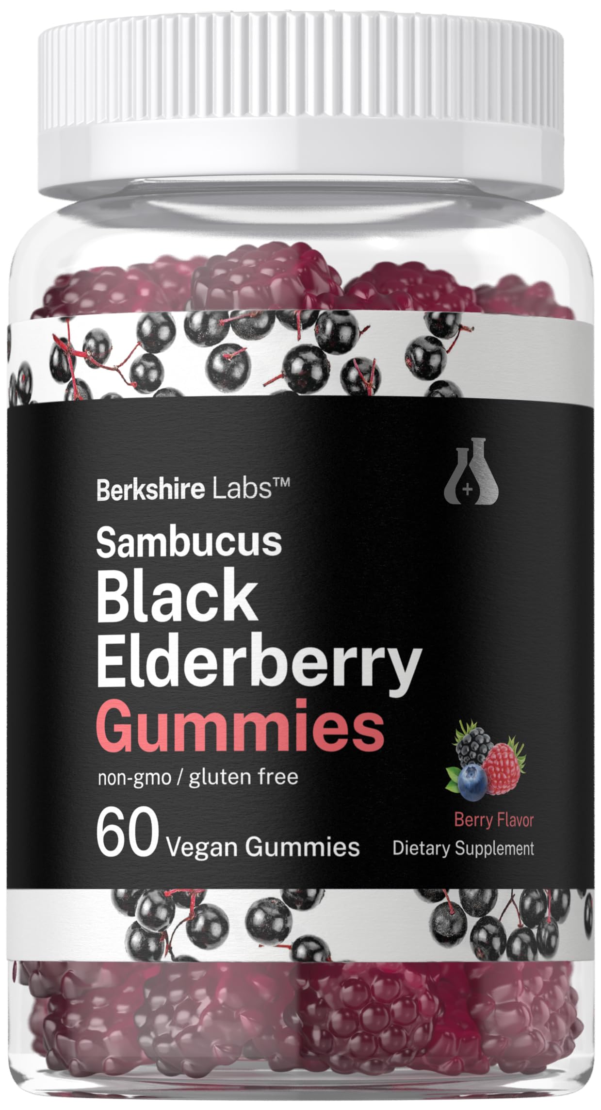 Horbaach Sambucus Black Elderberry Gummies – 60 Count, Vegan, Gluten Free, Vitamin C & Zinc