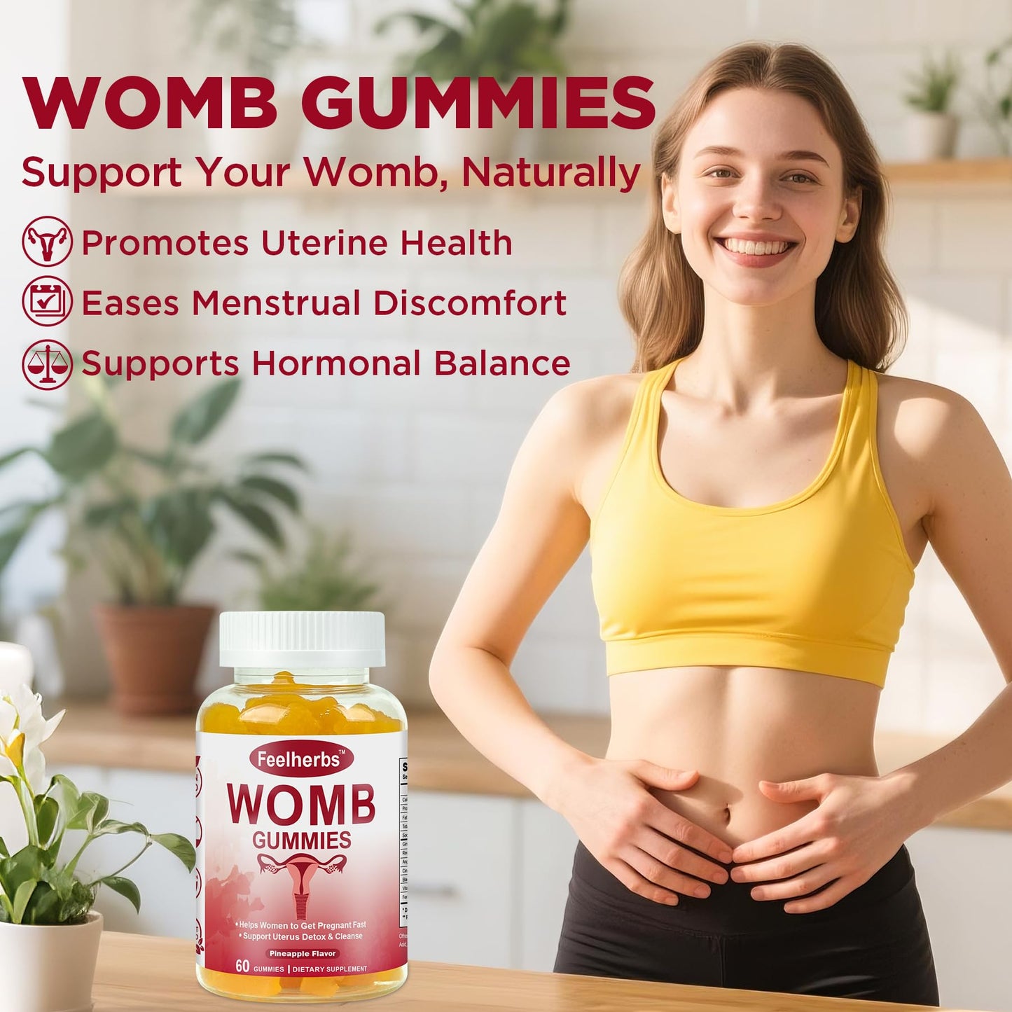 Womb Gummies for Women – Fertility Support, Pineapple Balance, Vegan & Gluten-Free (60 Count)