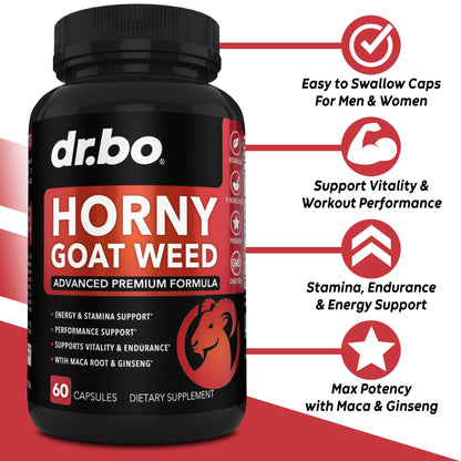 Horny Goat Weed For Men and Women - 1590mg Extra Max Male Enhancement, Stamina, Endurance, Performance - Maca Root, Tribulus, Muira Puama, L Arginine Ginseng Hornygoatweed for Men & Women - 60 Pills