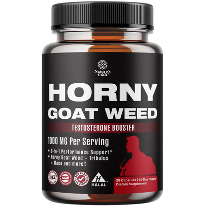 Horny Goat Weed for Male Enhancement - Extra Strength 1000mg | Stamina & Energy