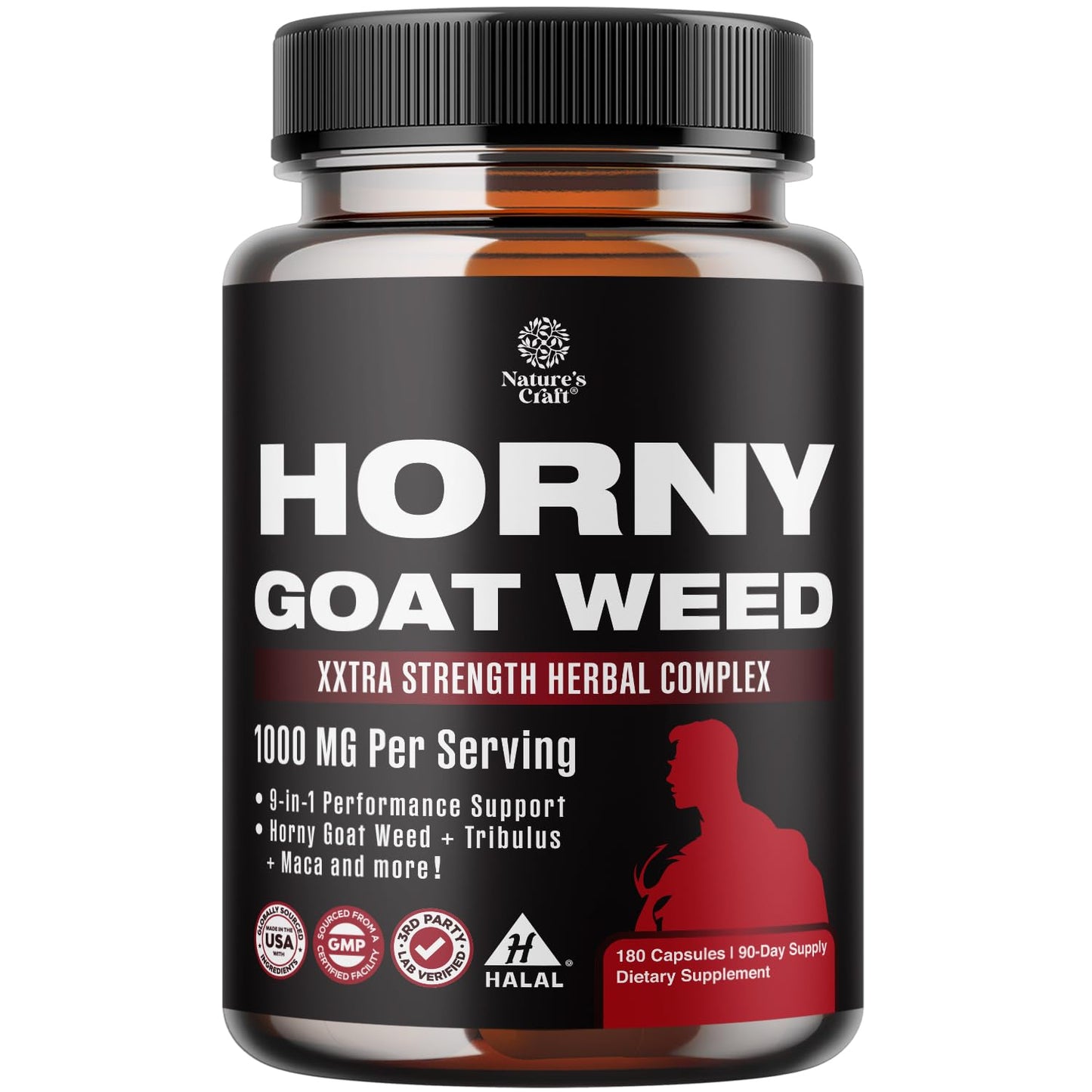 Horny Goat Weed for Men - Extra Strength Stamina & Energy (180 Capsules)
