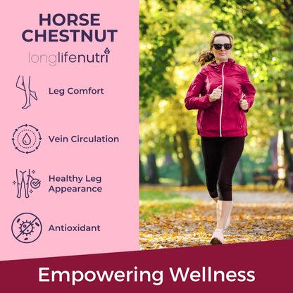 Horse Chestnut Extract 500mg - 180 Veg Capsules | Organic Daily Wellness & Circulation | Made in USA