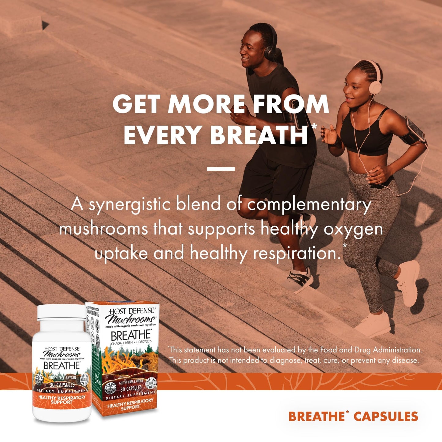Host Defense Breathe Capsules – Immune & Respiratory Support (Pack of 2) | Chaga, Reishi & Cordyceps