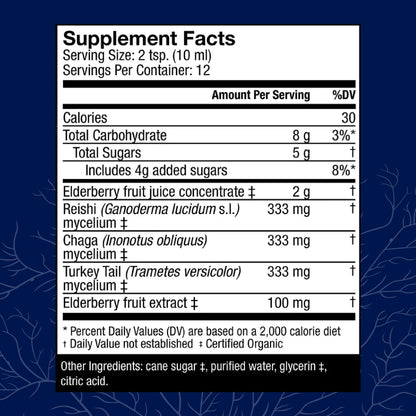 Host Defense Elderberry Plus Syrup - Immune & Respiratory Support Mushroom Supplement with Turkey Tail, Reishi, Agarikon & Chaga | 4 fl oz (12 Servings) Pack of 2