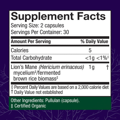 Host Defense Lion's Mane – Brain Health & Focus Support (60 Capsules)