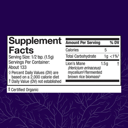 Host Defense Lion's Mane Powder - Brain Health & Focus Support - 7 oz (133 Servings)*