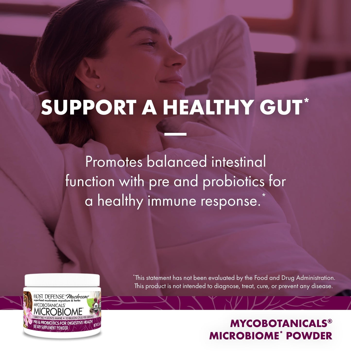 Host Defense MycoBotanicals Microbiome Powder – Digestive & Immune Health Support (3.5 oz, 33 Servings)