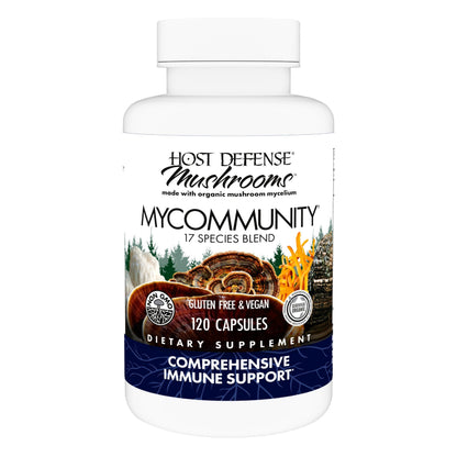 Host Defense MyCommunity Capsules – 17-Species Mushroom Blend for Immune Support (120 Vegan Capsules)