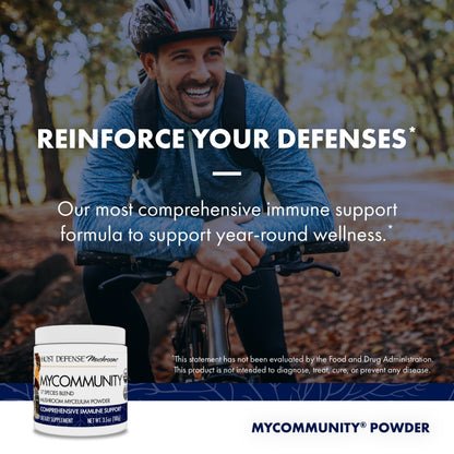 Host Defense MyCommunity Powder 17-Species Mushroom Blend for Immune Support - 100g (66 Servings)