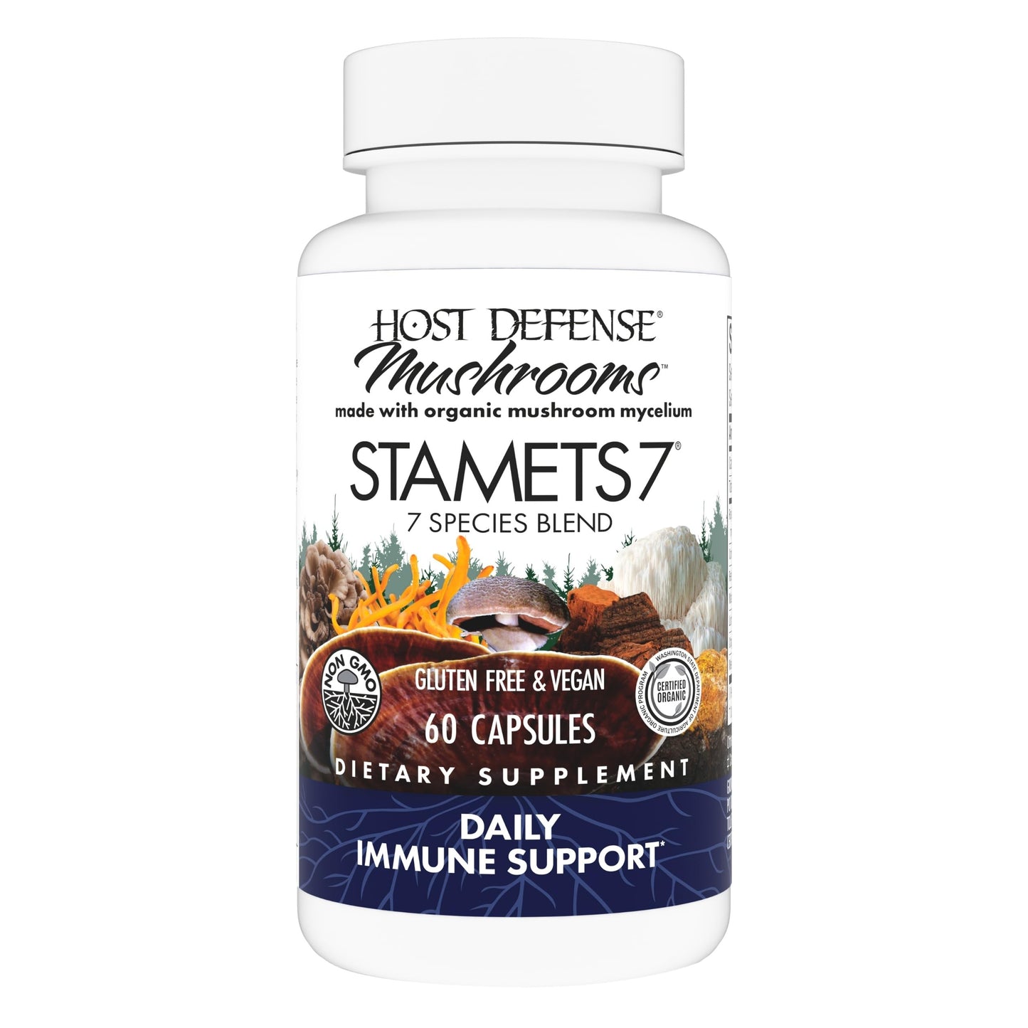 Host Defense Stamets 7-7 Species Blend – Immune Support Mushroom Supplement – 60 Capsules