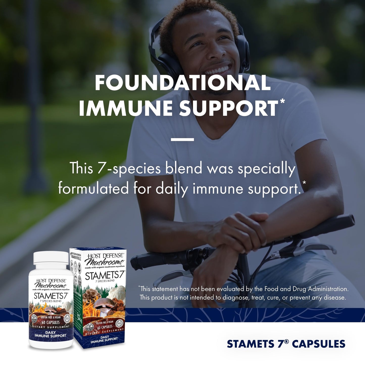 Host Defense Stamets 7-7 Species Blend – Immune Support Mushroom Supplement – 60 Capsules