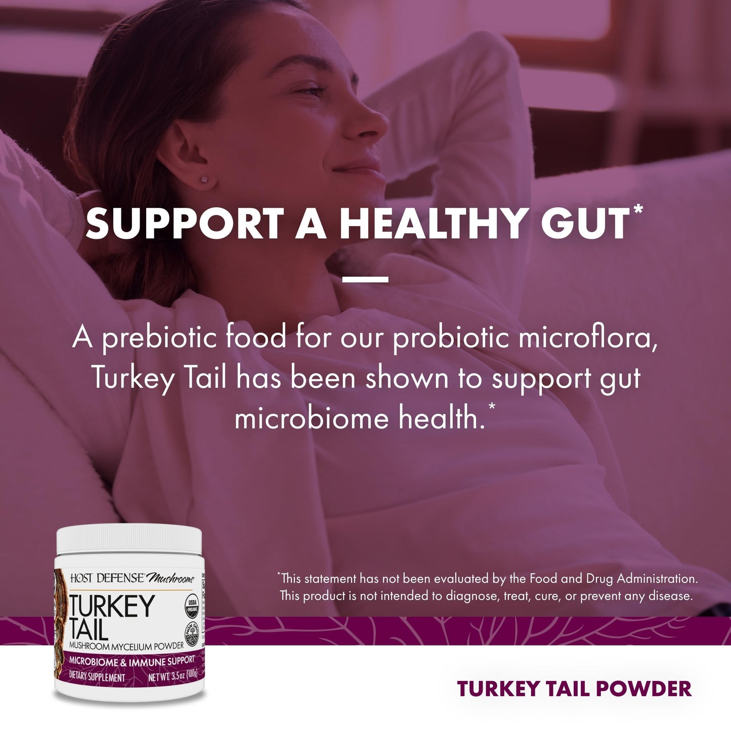 Host Defense Turkey Tail Mushroom Powder – Digestive Health & Immune Support (3.5 oz, 66 Servings)