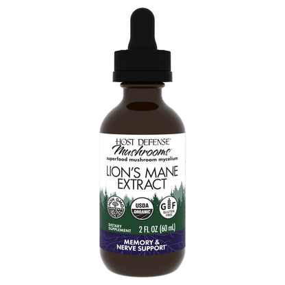 Host Defense Mushrooms Lion's Mane Extract – Brain Health & Focus Support (2 fl oz)