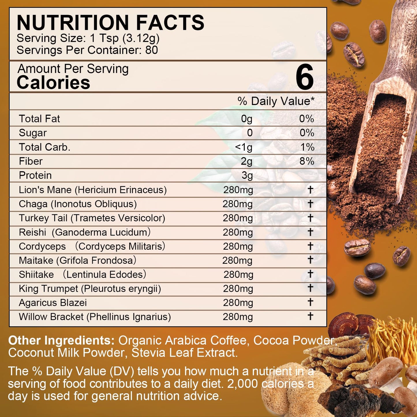 250g Mushroom Coffee - Lion's Mane, Reishi, Cordyceps & 10-Mushroom Power Blend | Low-Caffeine Brain Booster