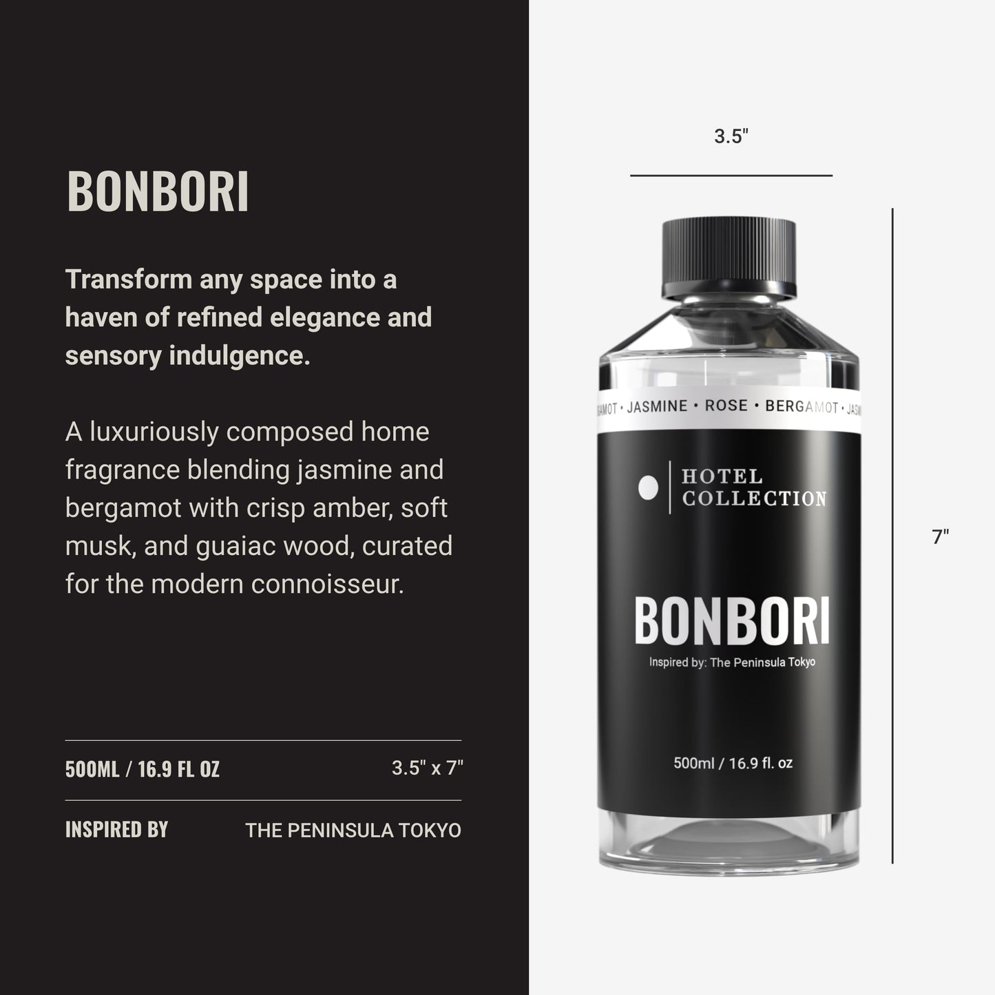 Hotel Collection Bonbori Diffuser Oil – Bergamot, Jasmine & Rose (500 mL)