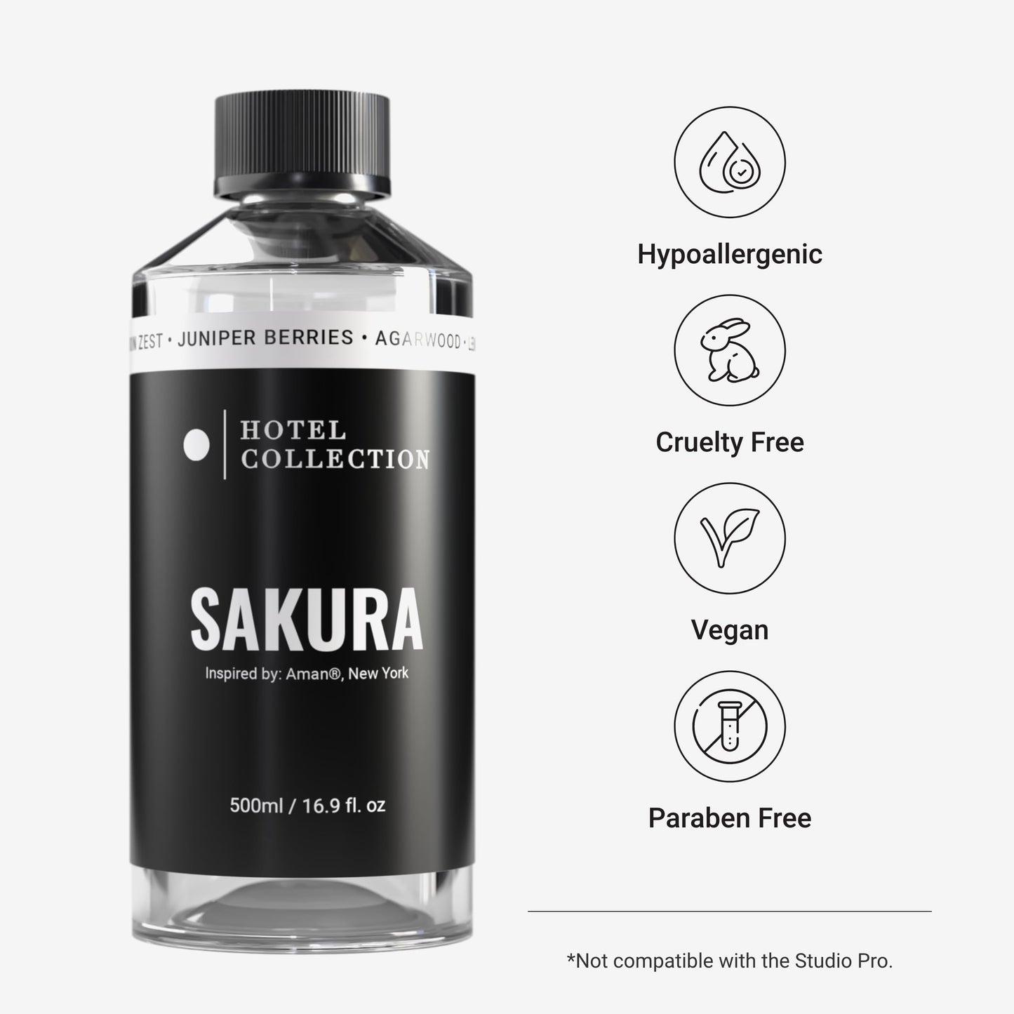 Hotel Collection Sakura Diffuser Oil – 500mL Aromatherapy with Lemon Zest, Juniper Berries & Agarwood