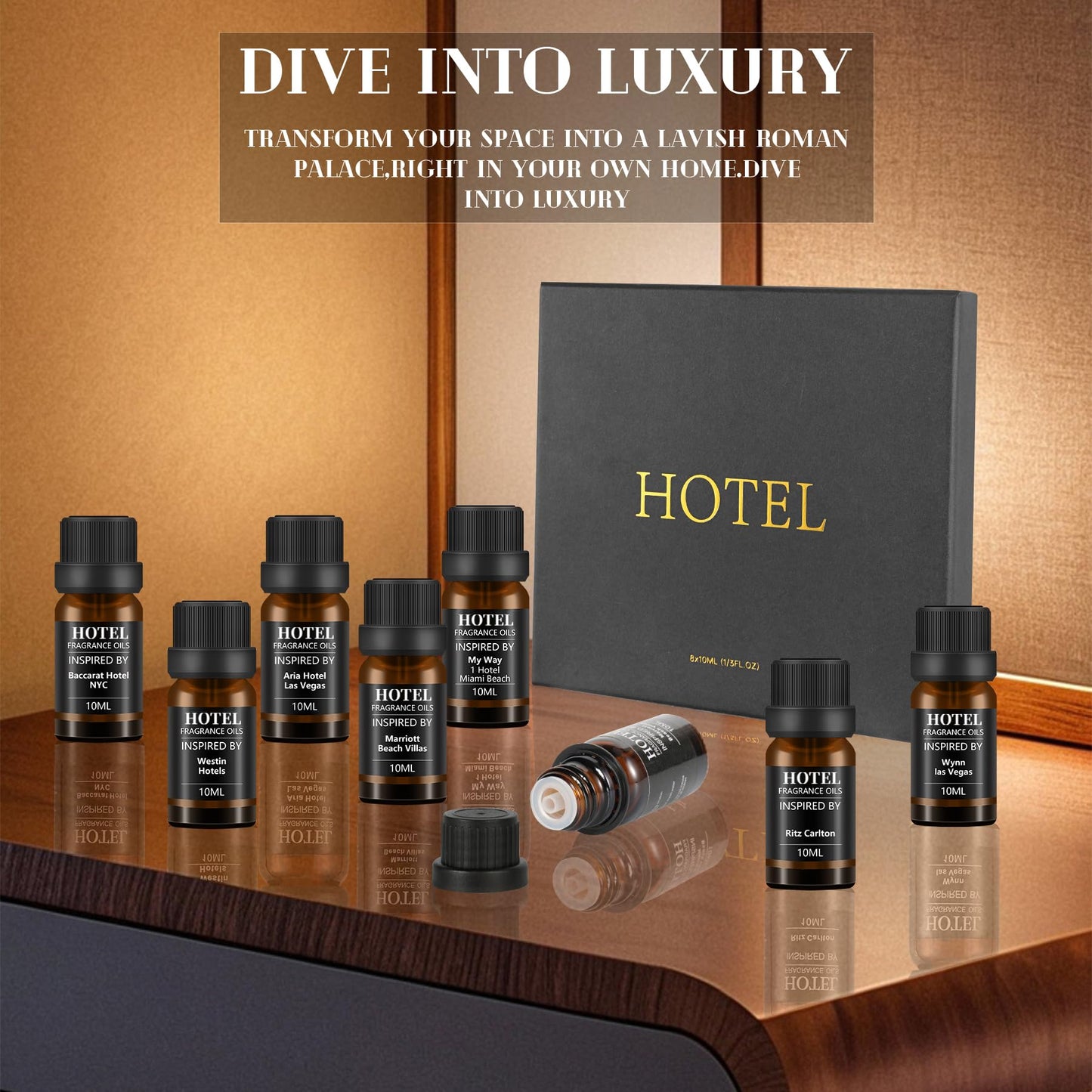 Hotel Collection Diffuser Essential Oil Gift Set – Seaside Hotel Scents for Home