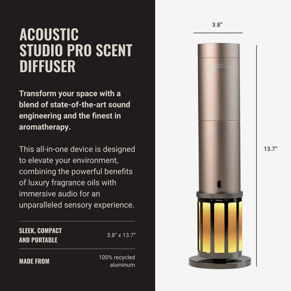 Hotel Collection Acoustic Studio Pro Scent Diffuser — 600 Sq Ft Coverage, Cold-Air Diffusion, Built-In Speaker (Champagne)