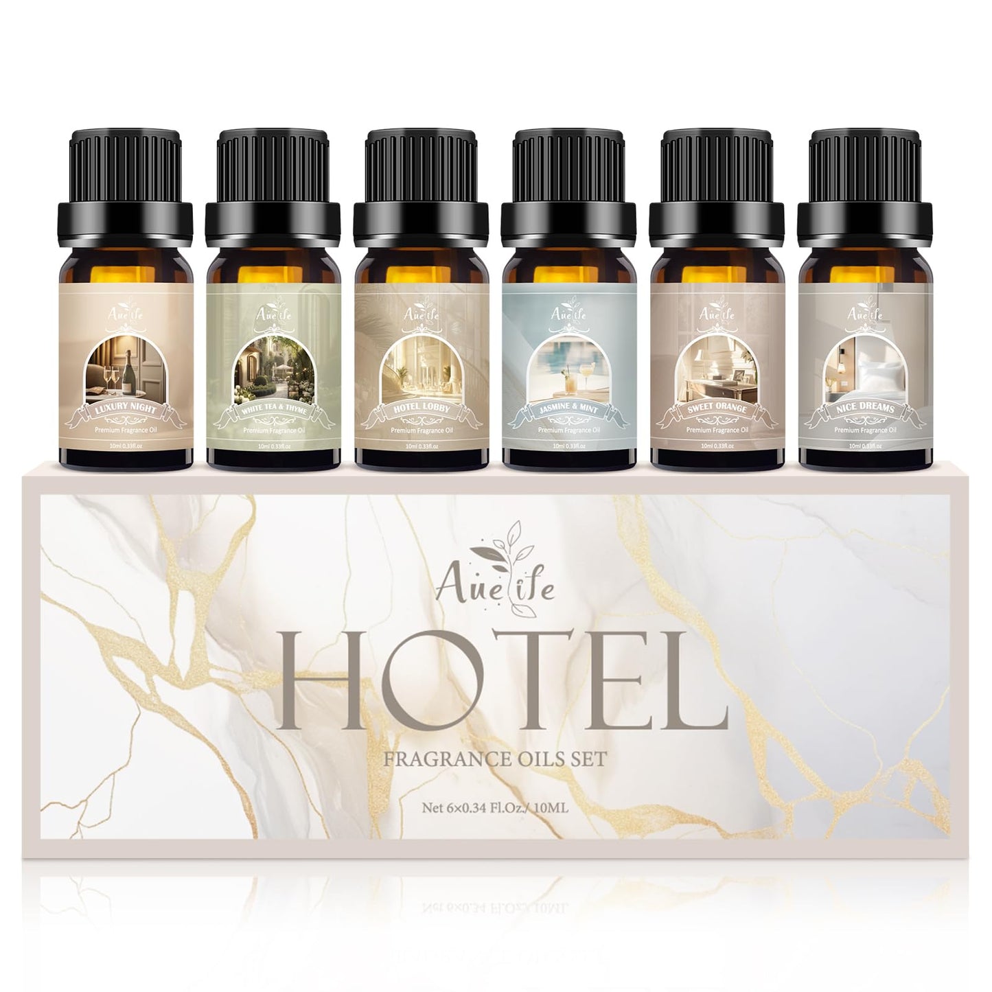 Hotel Essential Oils Set - 6 Premium Scents for Diffuser, Aromatherapy & Home