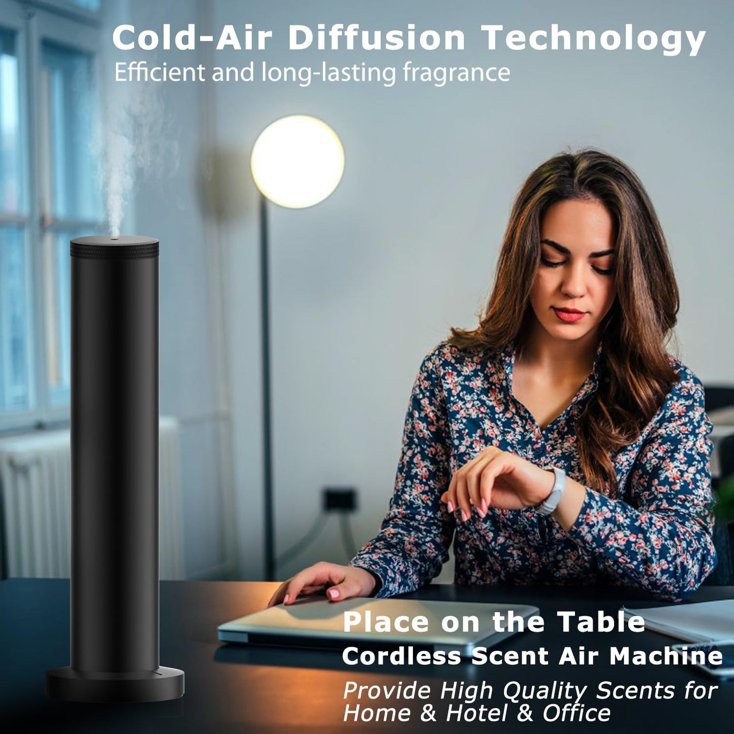 Hotel Scent Diffuser Machine - Cordless Rechargeable Diffuser for Large Rooms | App Bluetooth Control
