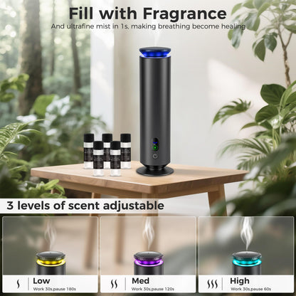 Hotel Scent Diffuser Starter Kit - 1000 sq ft coverage, 7 Ambient Lights, Black