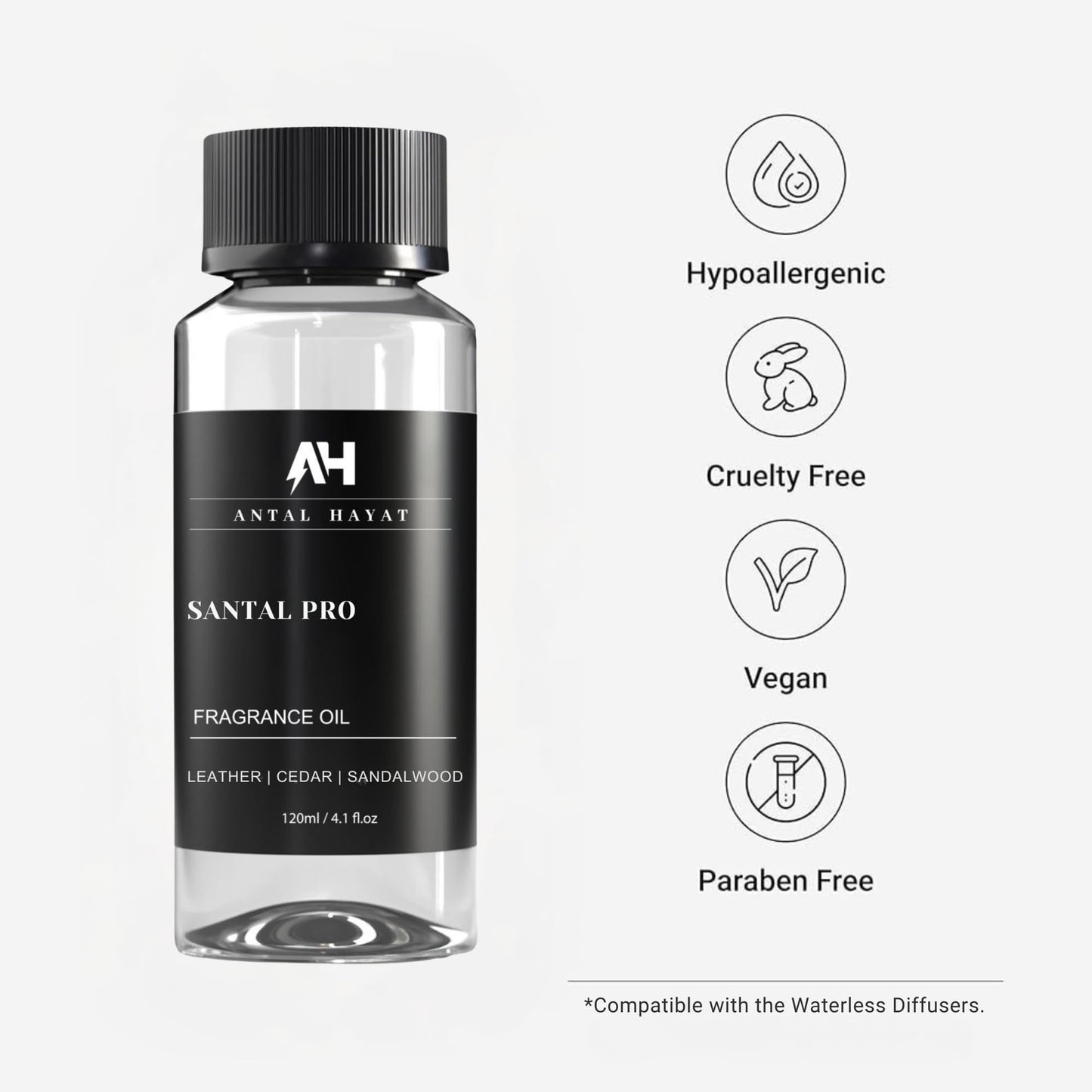 Hotel Scents Santal Diffuser Oil 120mL – 5-Star Hotel-Inspired Aromatherapy (Sandalwood, Leather & Cedar)