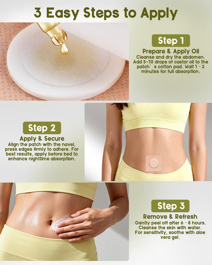 HOTRYEE 54PCS Castor Oil Patches for Belly Button - Disposable Self-Adhesive Pack, Organic Cotton